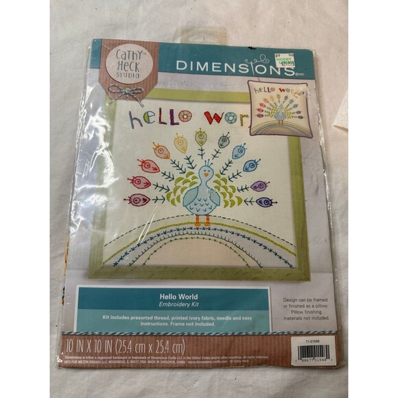 VTG Dimensions Hello World Embroidery Kit Cathy Heck Studio 10” x 10” New Seal - Picture 1 of 9